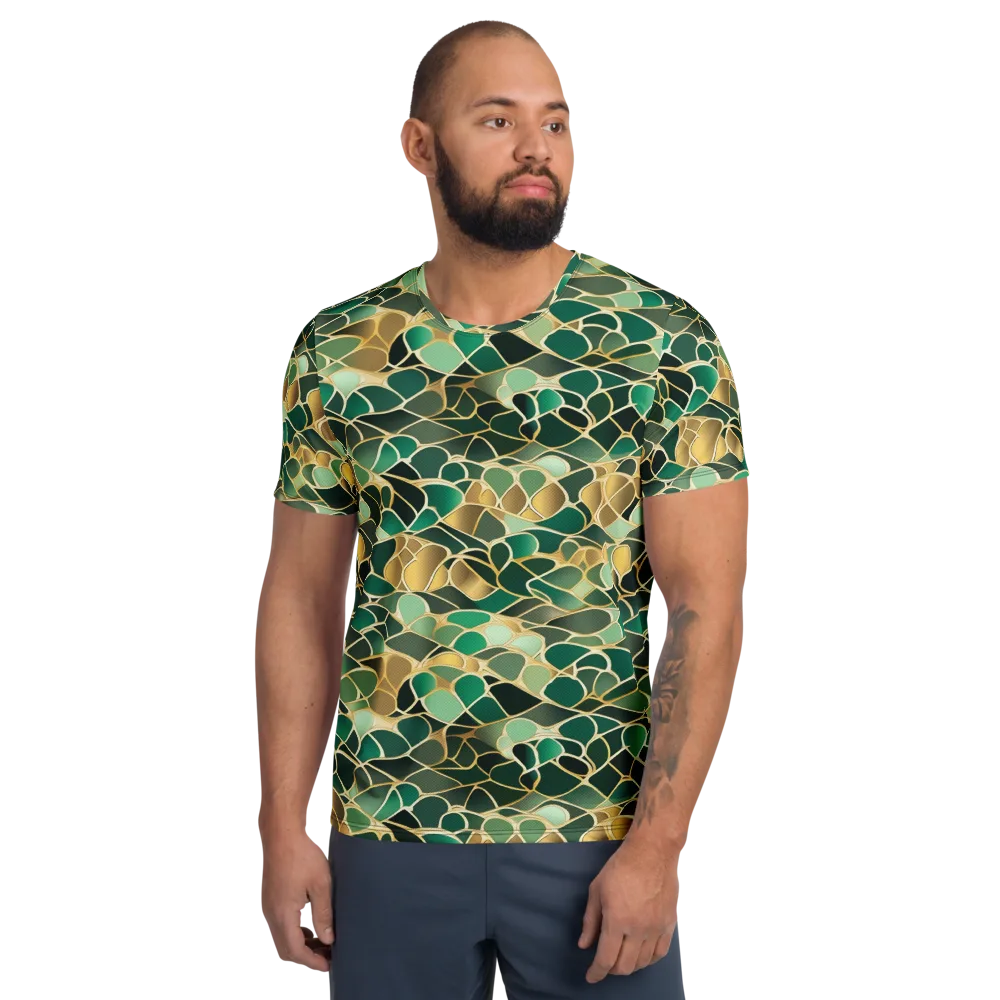Gilded Emerald Lattice on Men's Athletic T-Shirt — Front