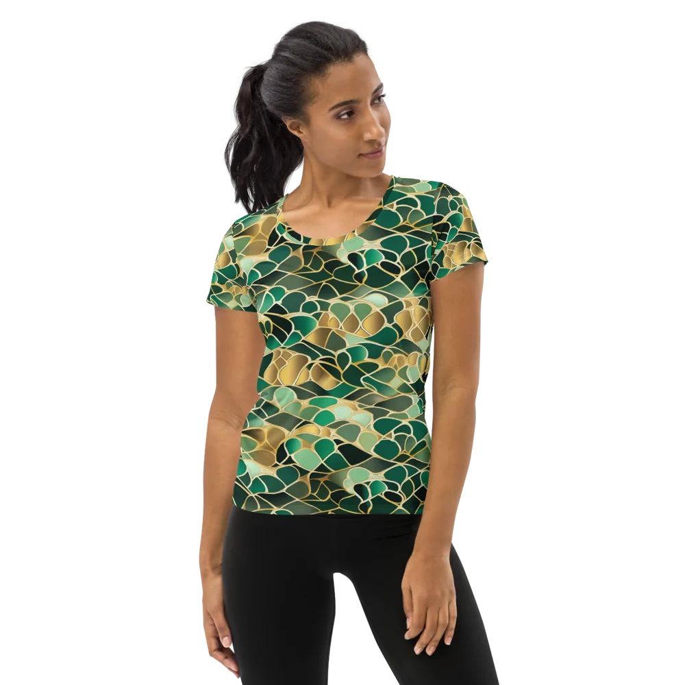Gilded Emerald Lattice on Women's Athletic T-Shirt — Front
