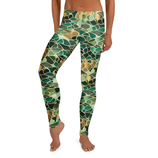 Gilded Emerald Lattice on a Leggings