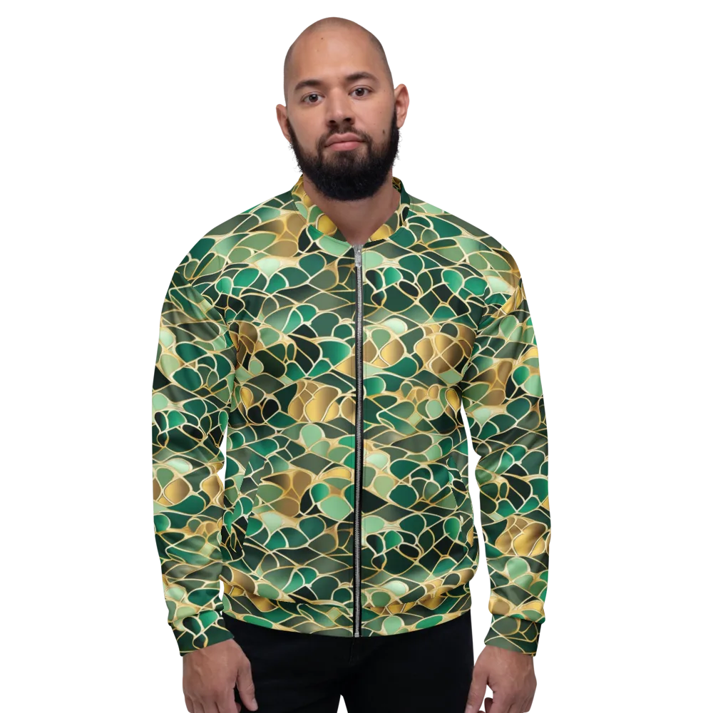 Gilded Emerald Lattice on Bomber Jacket — Front