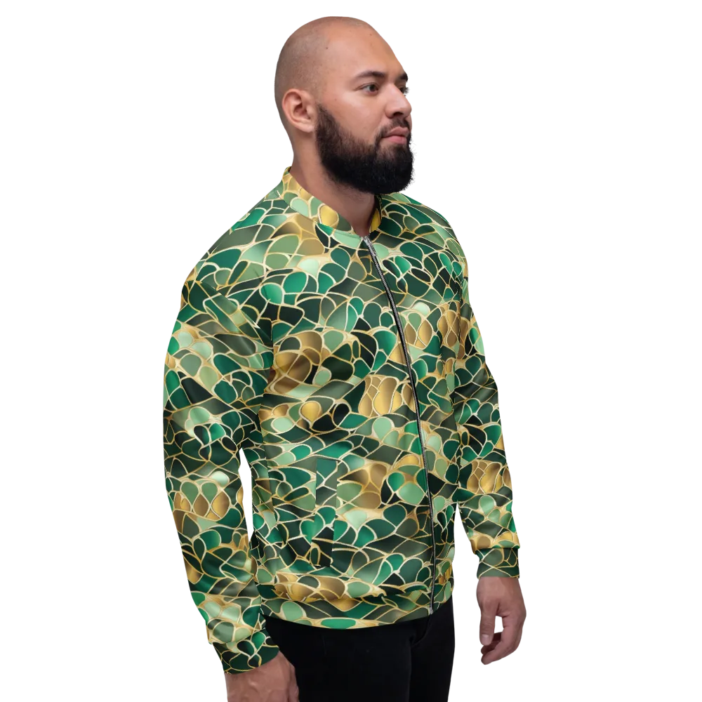 Gilded Emerald Lattice on Bomber Jacket — Right
