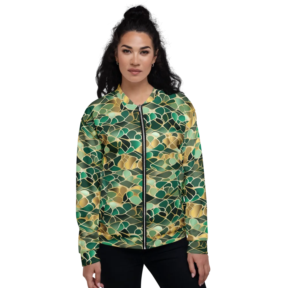 Gilded Emerald Lattice on Bomber Jacket — Front