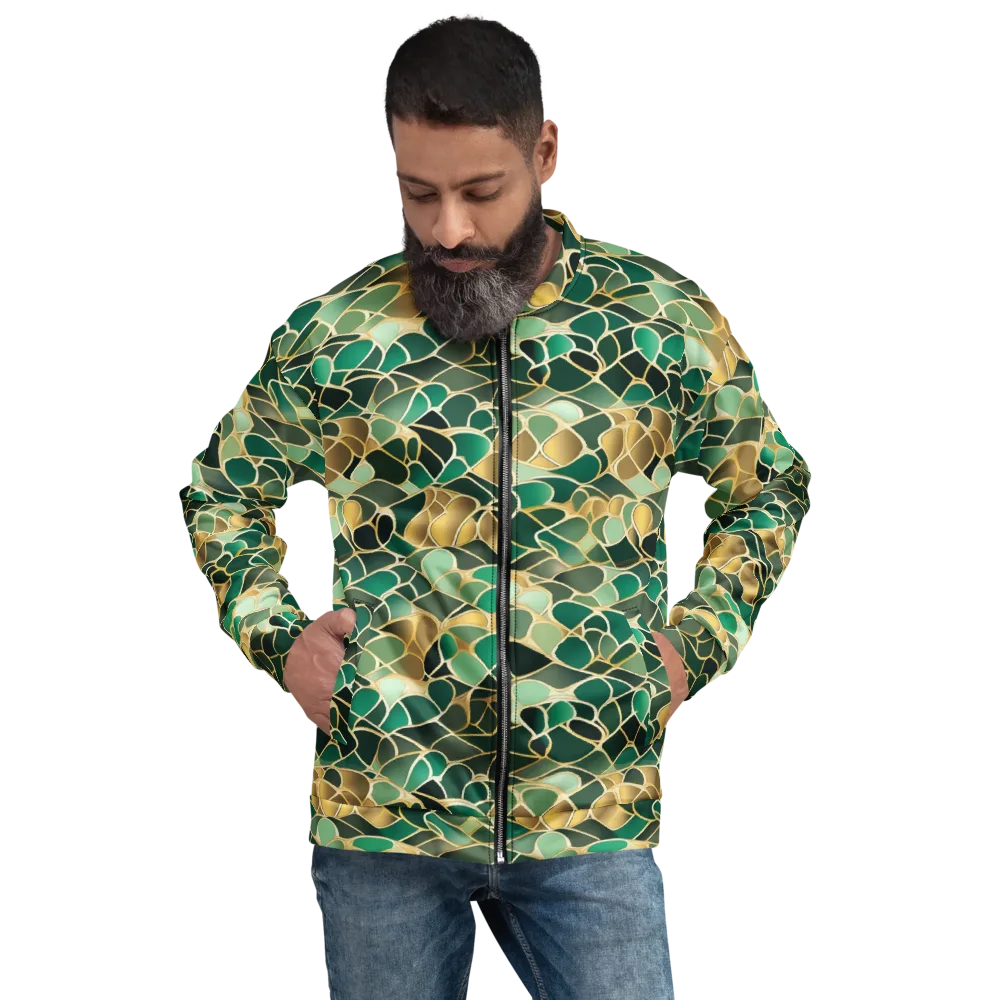 Gilded Emerald Lattice on Bomber Jacket — Front