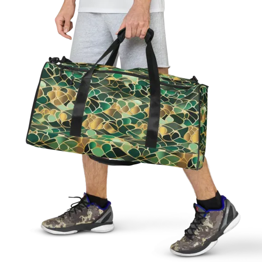 Gilded Emerald Lattice on a Duffle Bag