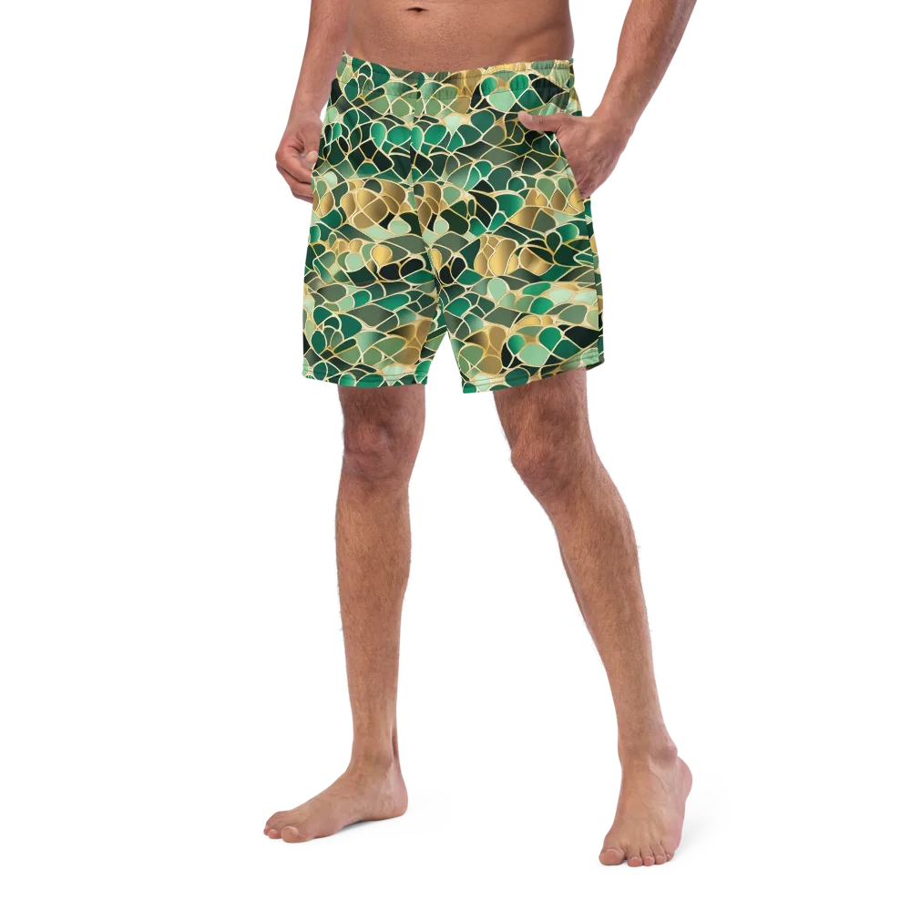 Gilded Emerald Lattice on Swim Trunks — Left Front