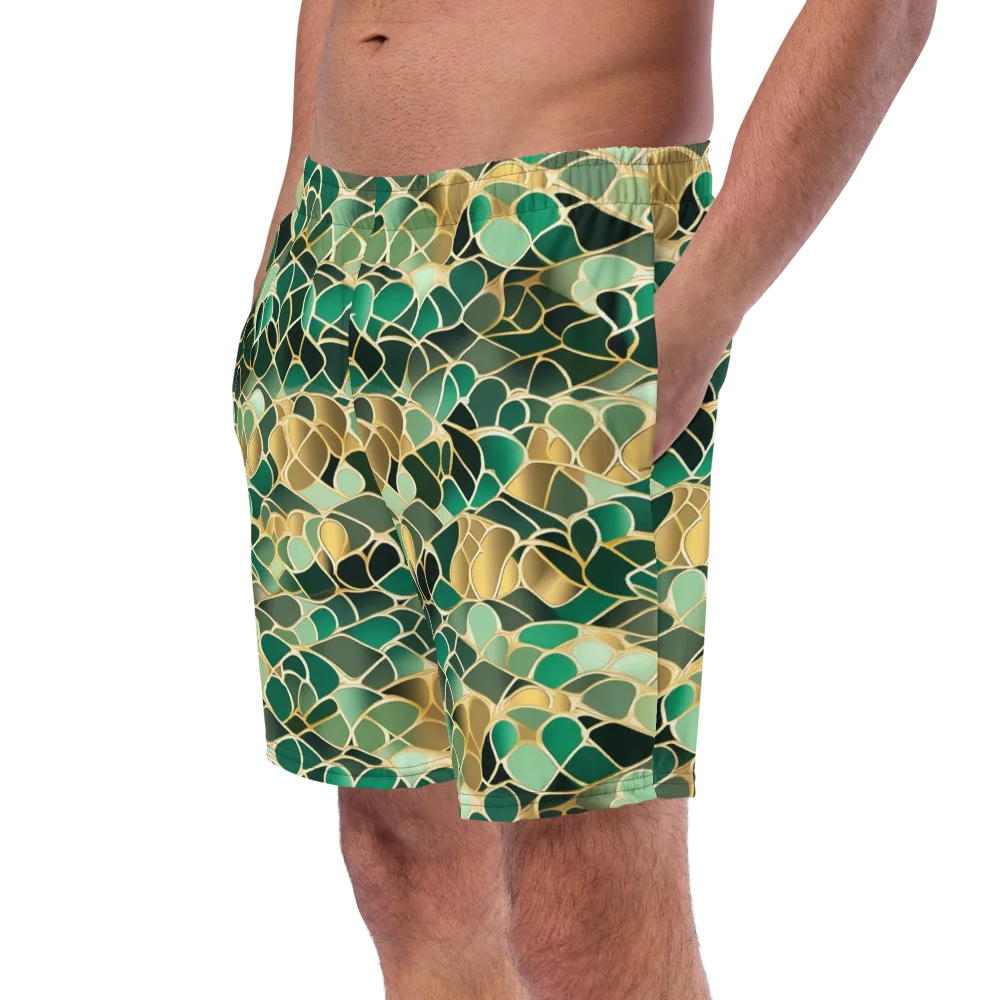 Gilded Emerald Lattice on Swim Trunks — Left Front