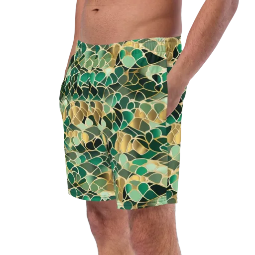 Gilded Emerald Lattice on a Swim Trunks