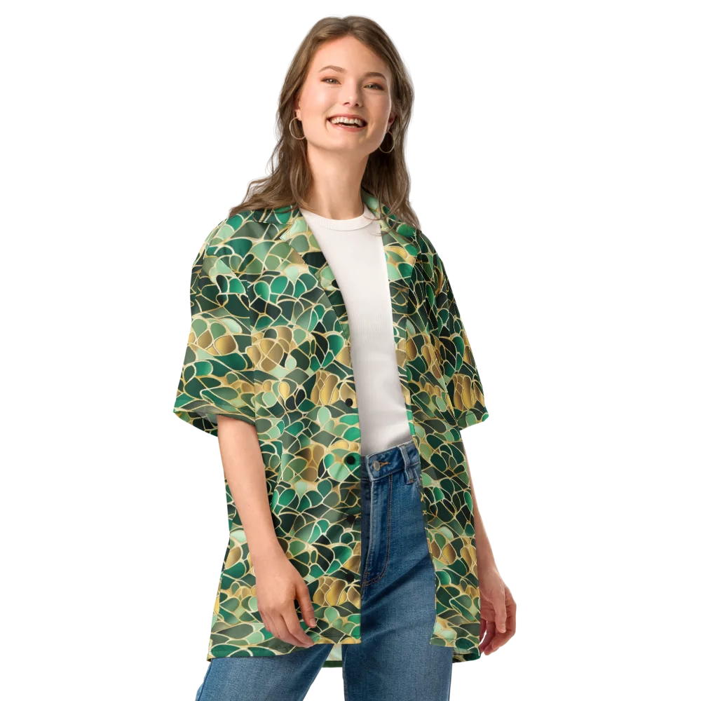Gilded Emerald Lattice on Button Shirt — Front