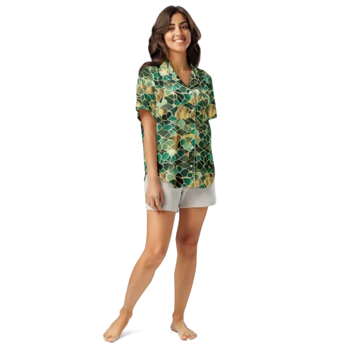 Gilded Emerald Lattice on a Women's Short Sleeve Pajama Top
