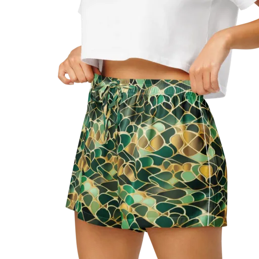 Gilded Emerald Lattice on a Women's Pajama Shorts
