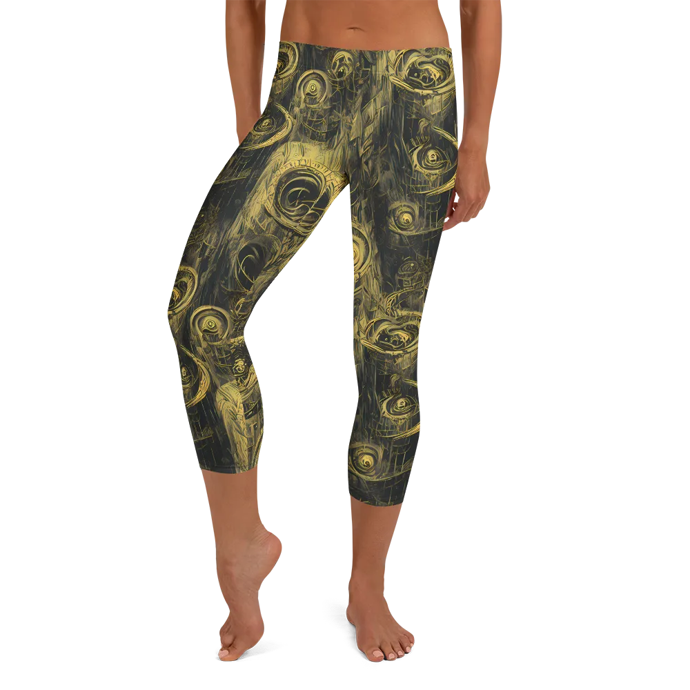 Gilded Spiralwork on Capri Leggings — Front