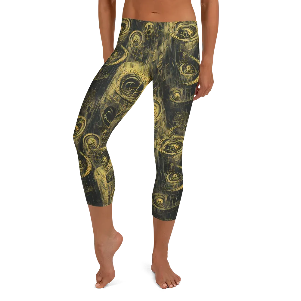 Gilded Spiralwork on Capri Leggings — Front