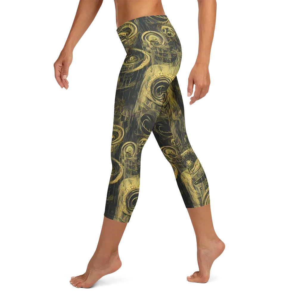 Gilded Spiralwork on Capri Leggings — Left