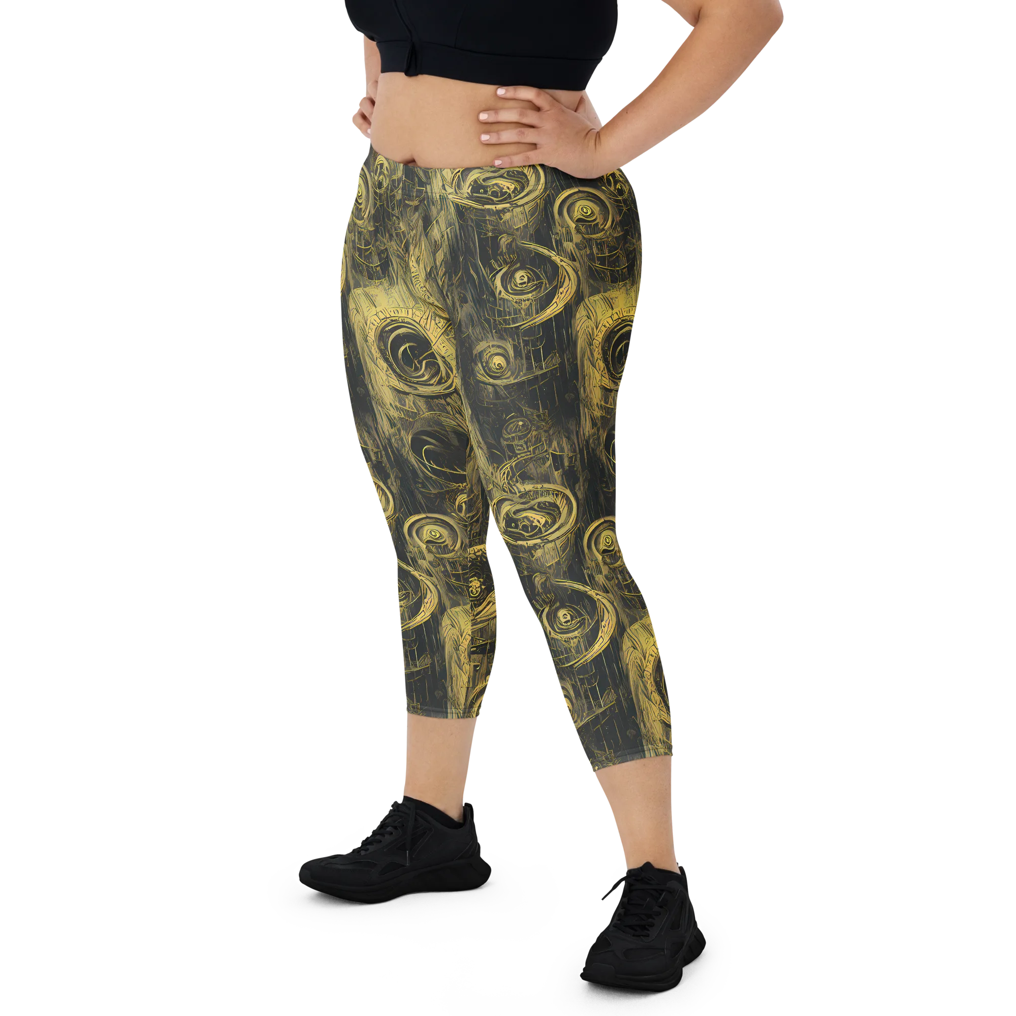 Gilded Spiralwork on Capri Leggings — Front