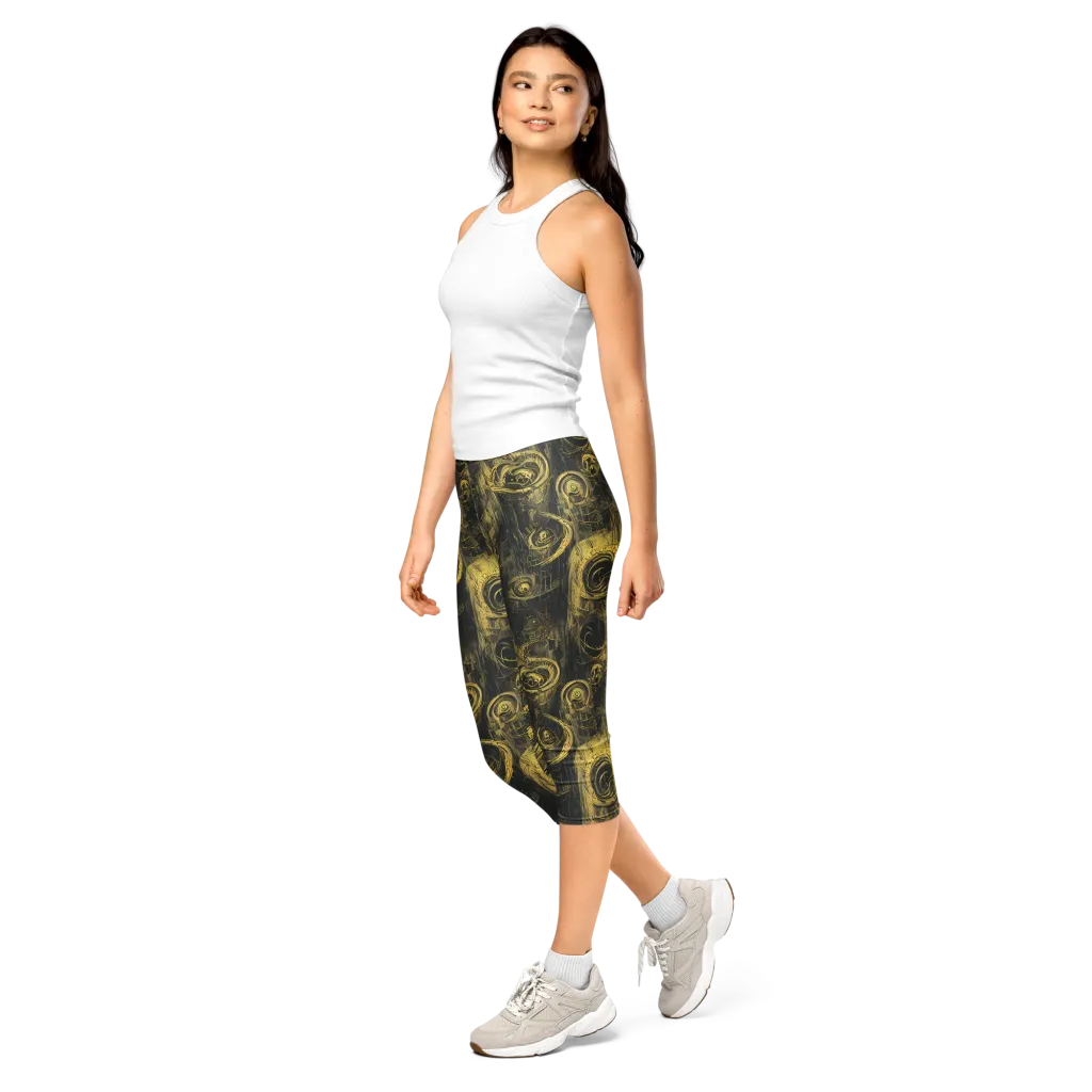 Gilded Spiralwork on Capri Leggings — Left Front