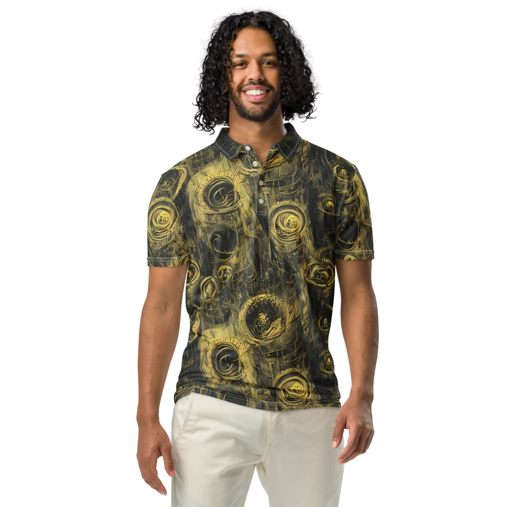 Gilded Spiralwork on Men's Slim Fit Polo Shirt — Front