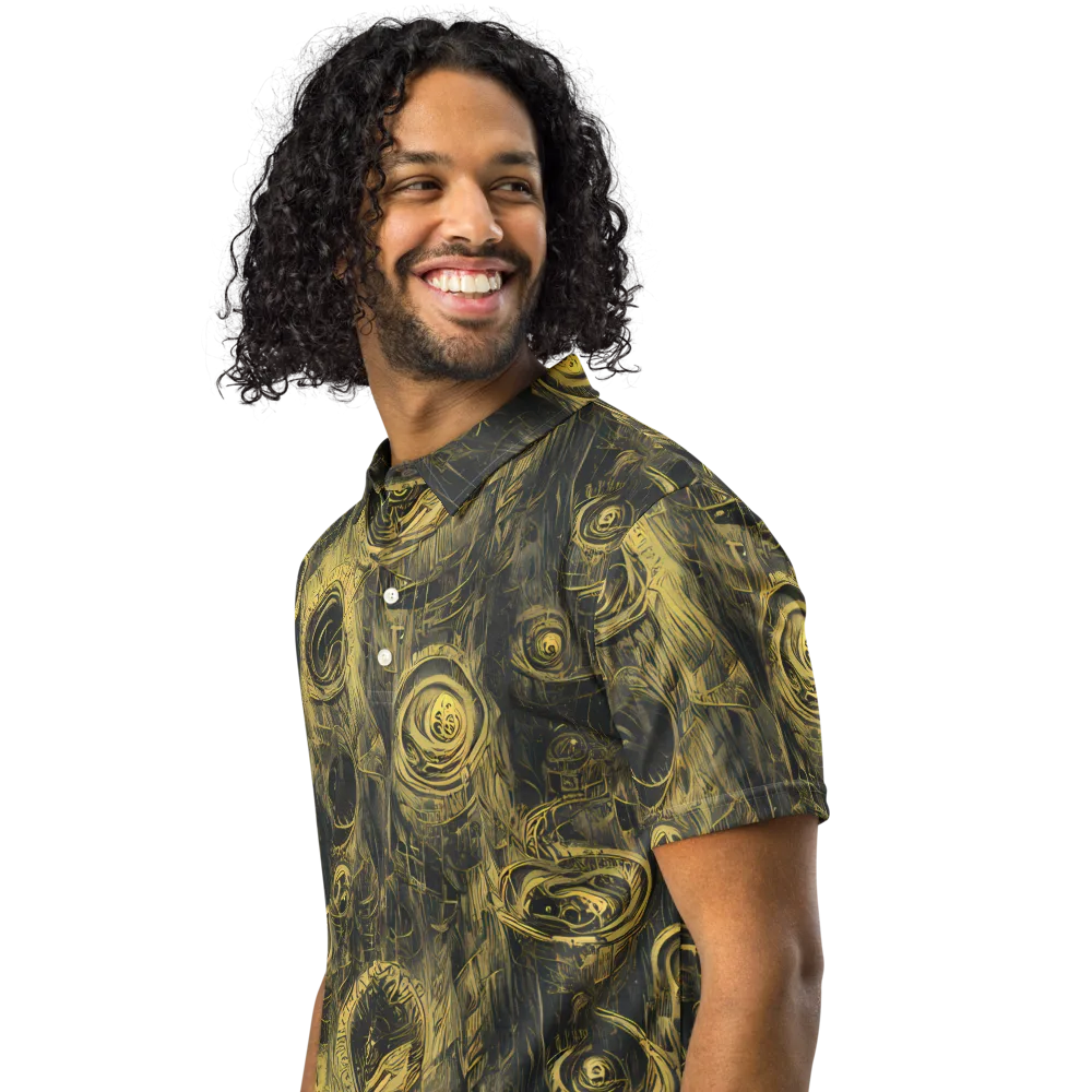 Gilded Spiralwork on Men's Slim Fit Polo Shirt — Left Front
