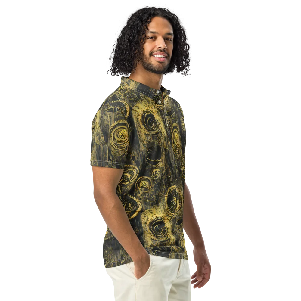 Gilded Spiralwork on Men's Slim Fit Polo Shirt — Right Front