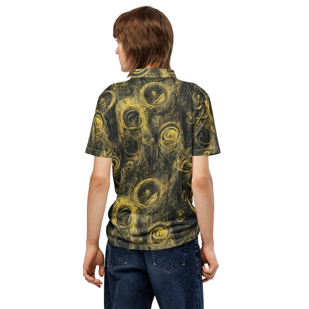 Gilded Spiralwork on Men's Slim Fit Polo Shirt — Back