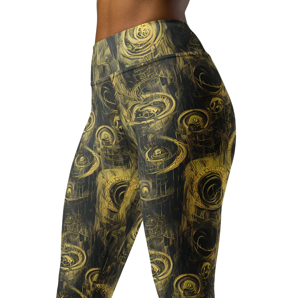 Gilded Spiralwork on Yoga Leggings — Left Front