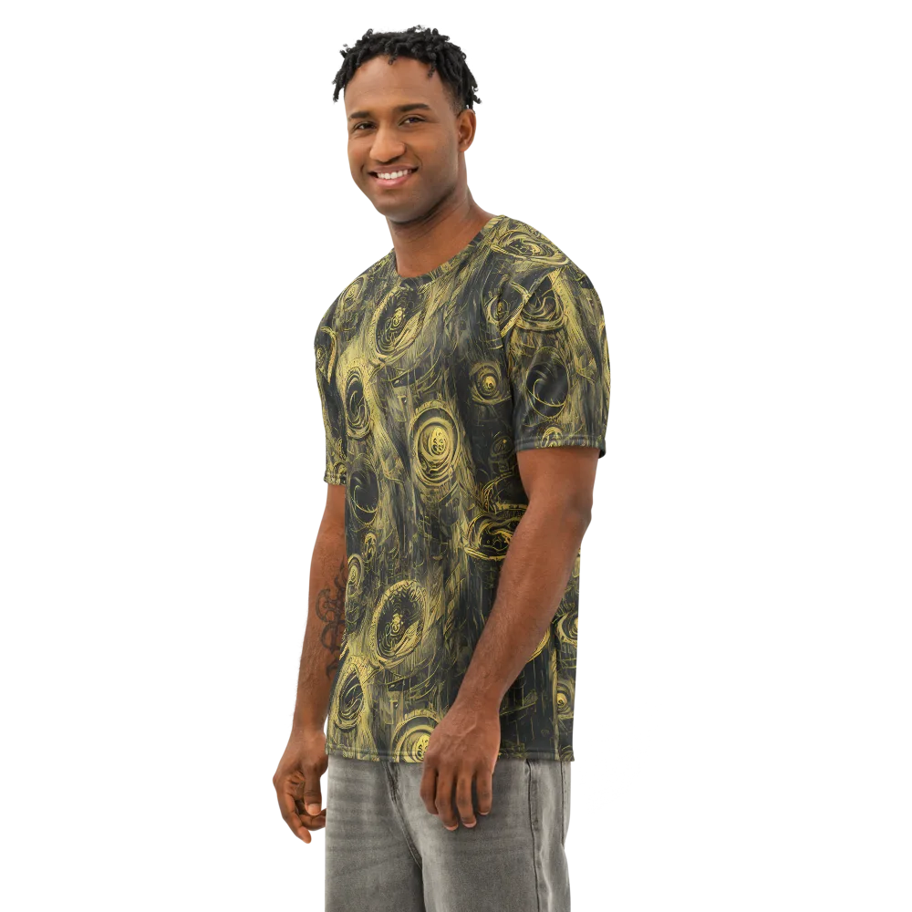 Gilded Spiralwork on Men's Cotton Crew Neck T-Shirt — Left Front