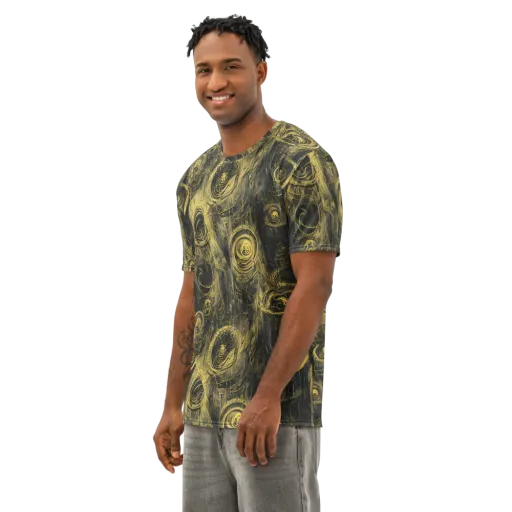 Gilded Spiralwork on a Men's Cotton Crew Neck T-Shirt