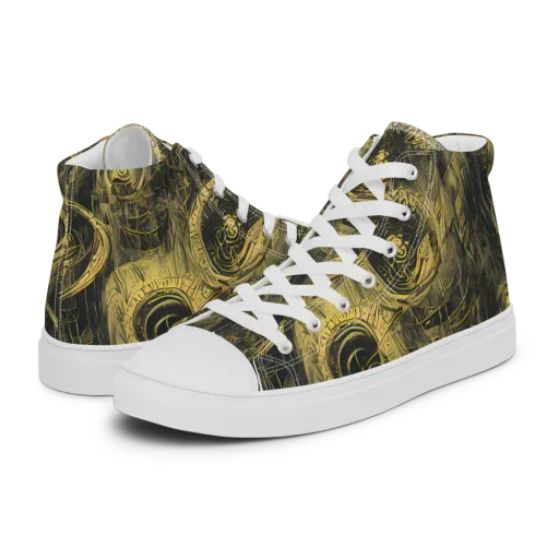 Gilded Spiralwork on a Men's High Top Canvas Shoes