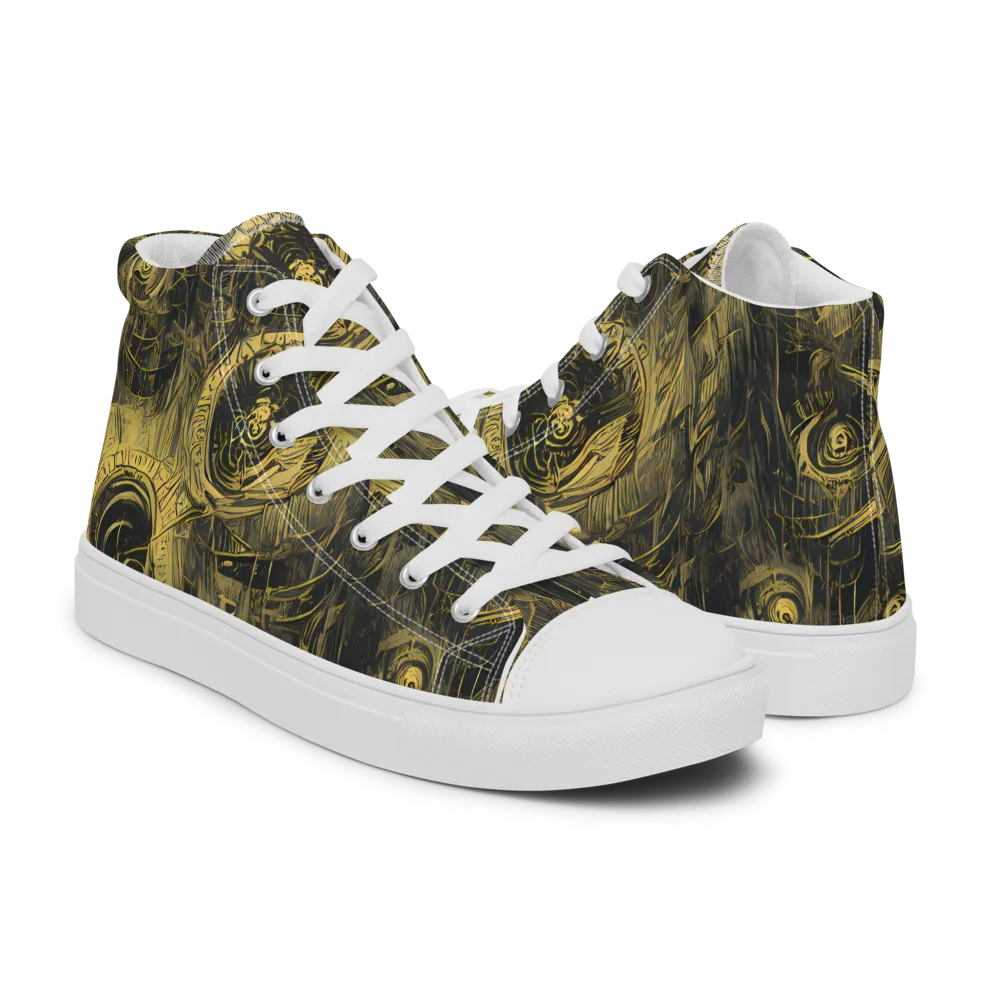 Gilded Spiralwork on Men's High Top Canvas Shoes — Right