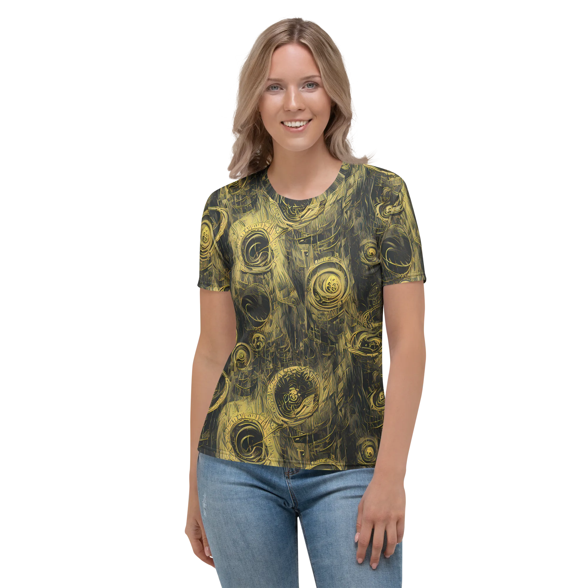 Gilded Spiralwork on Women's Crew Neck T-Shirt — Front