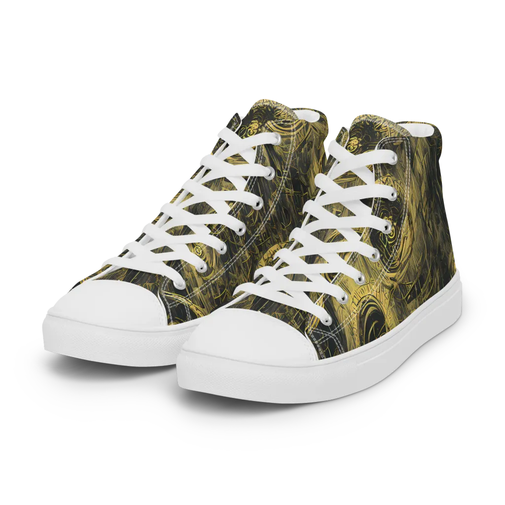 Gilded Spiralwork on Women's High Top Canvas Shoes — Left Front