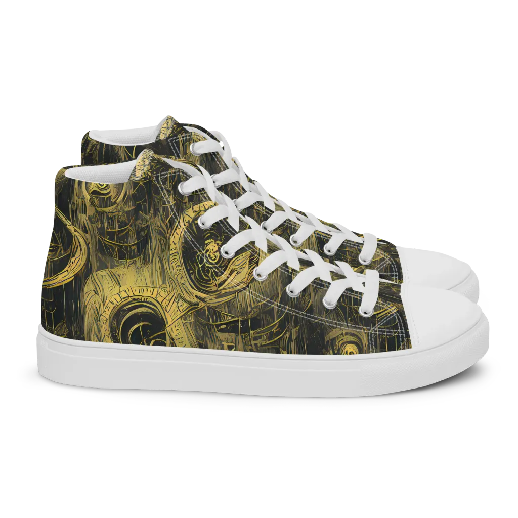 Gilded Spiralwork on Women's High Top Canvas Shoes — Right