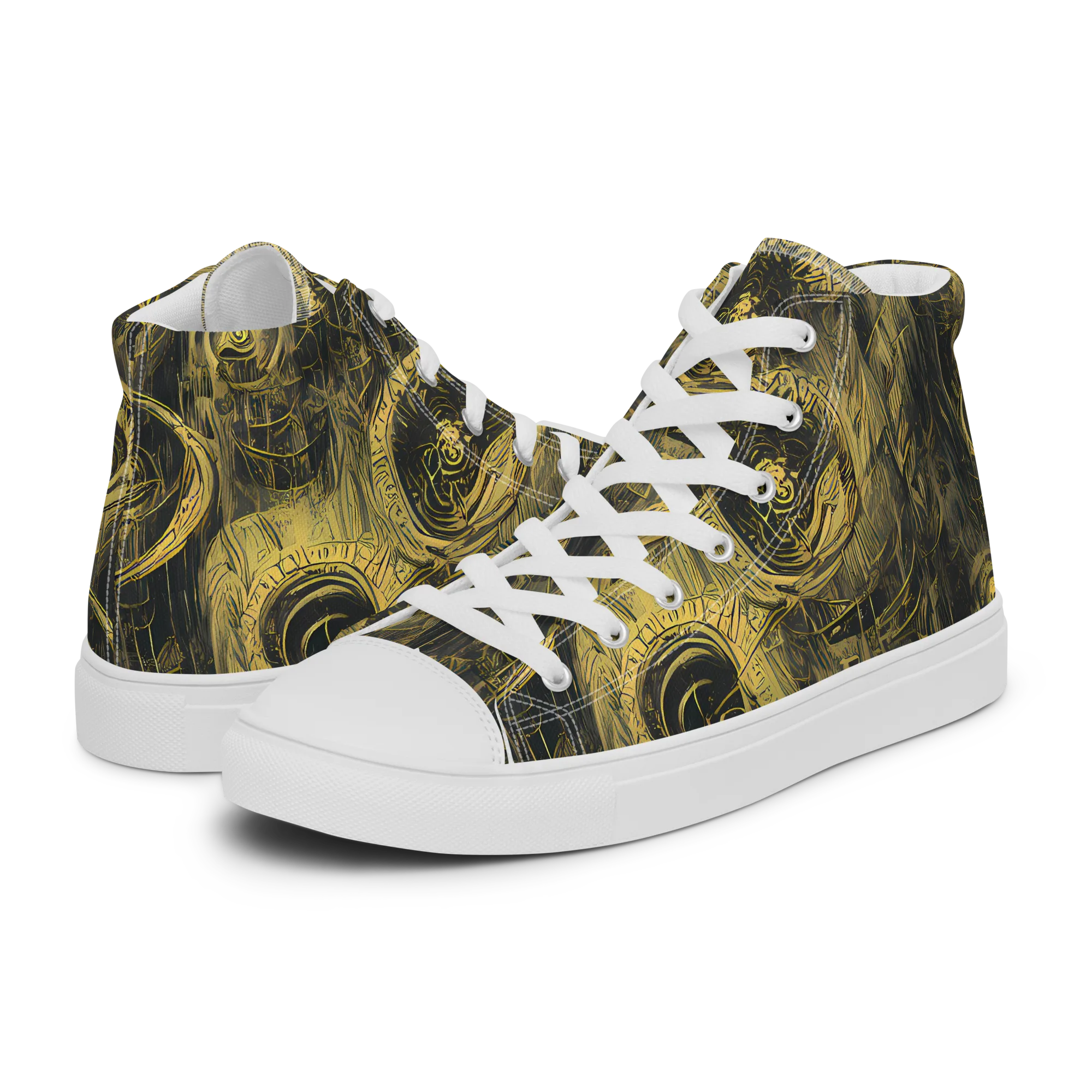 Gilded Spiralwork on Women's High Top Canvas Shoes — Left