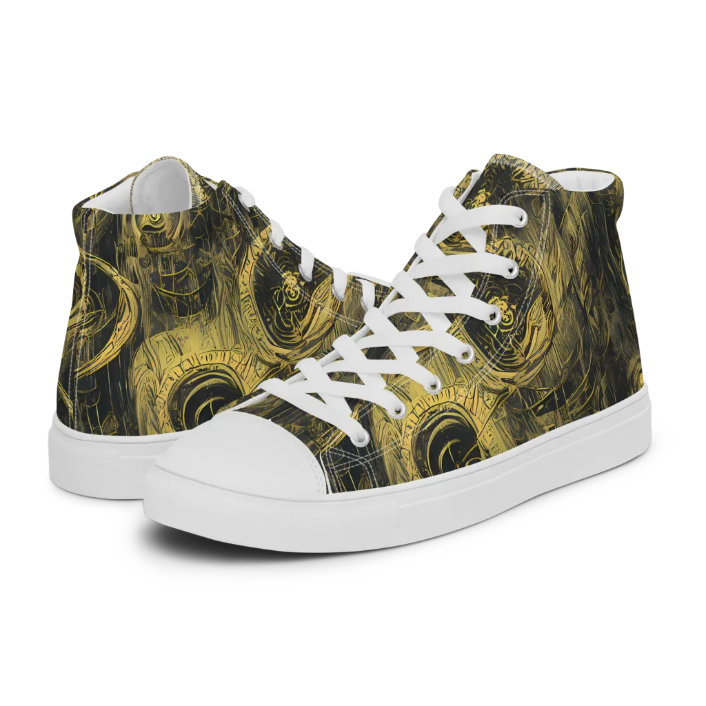 Gilded Spiralwork on Women's High Top Canvas Shoes — Left