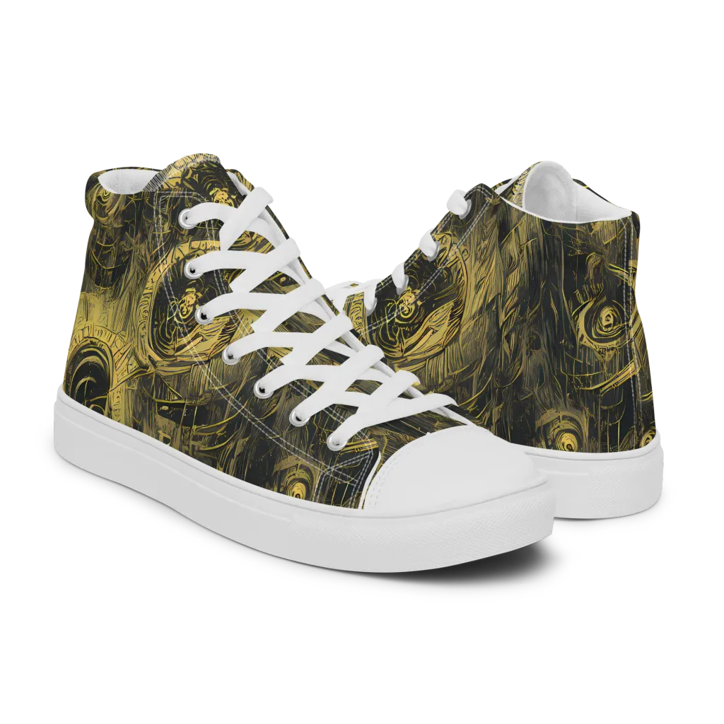 Gilded Spiralwork on Women's High Top Canvas Shoes — Right