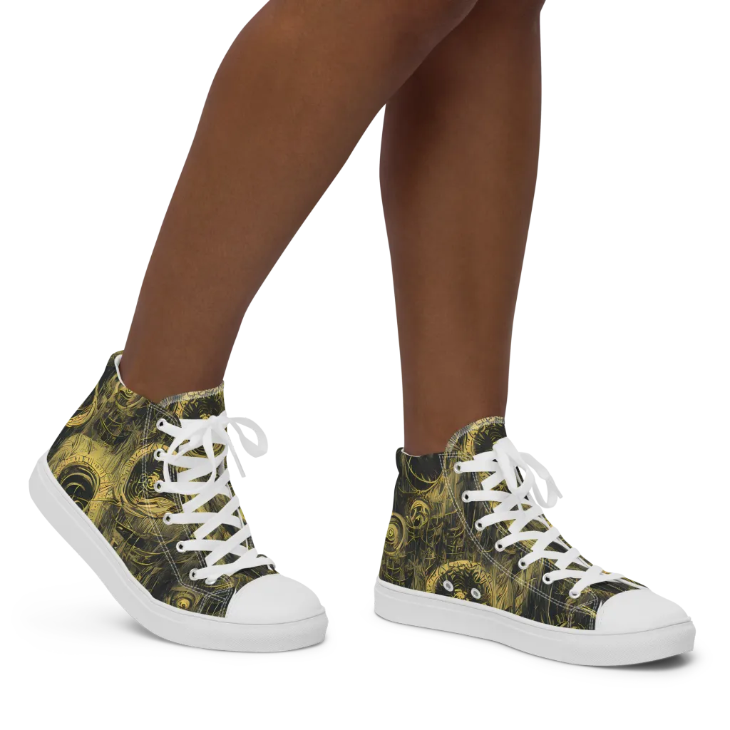 Gilded Spiralwork on Women's High Top Canvas Shoes — Right