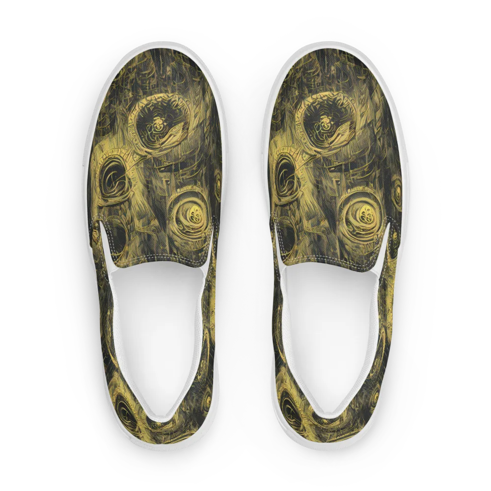Gilded Spiralwork on Men's Slip-On Canvas Shoes — Front
