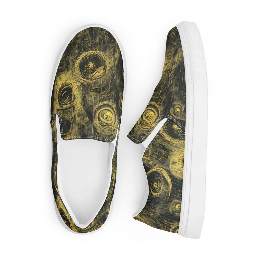 Gilded Spiralwork on Men's Slip-On Canvas Shoes — Front