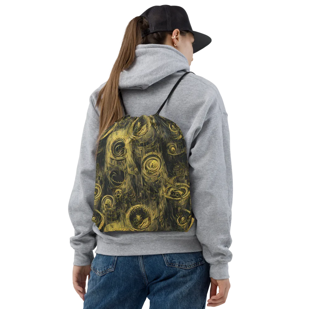 Gilded Spiralwork on Drawstring Bag — Front
