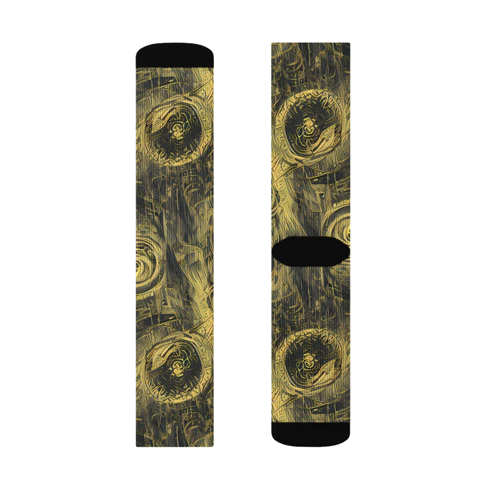 Gilded Spiralwork on Socks — Left Sock