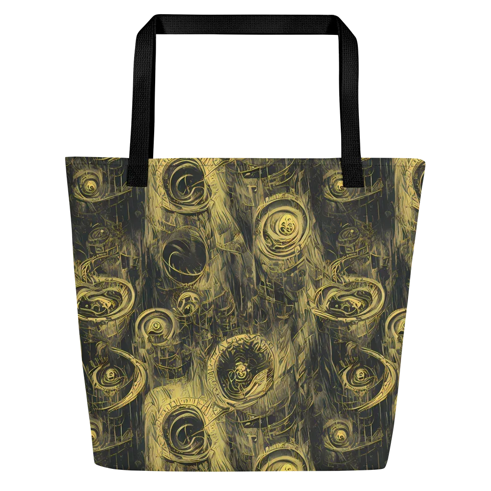 Gilded Spiralwork on Large Tote Bag W/ Pocket — Front
