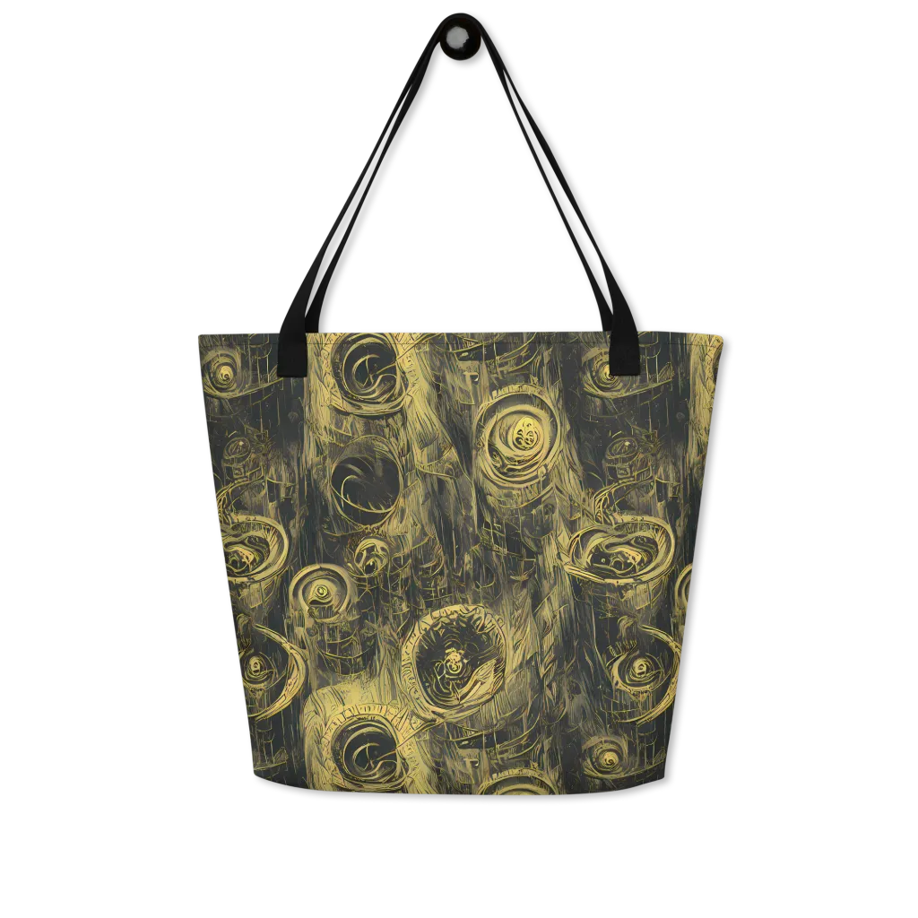 Gilded Spiralwork on Large Tote Bag W/ Pocket — Front