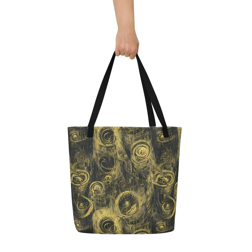 Gilded Spiralwork on Large Tote Bag W/ Pocket — Front