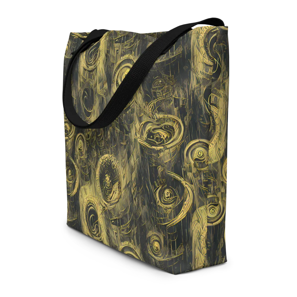 Gilded Spiralwork on Large Tote Bag W/ Pocket — Front