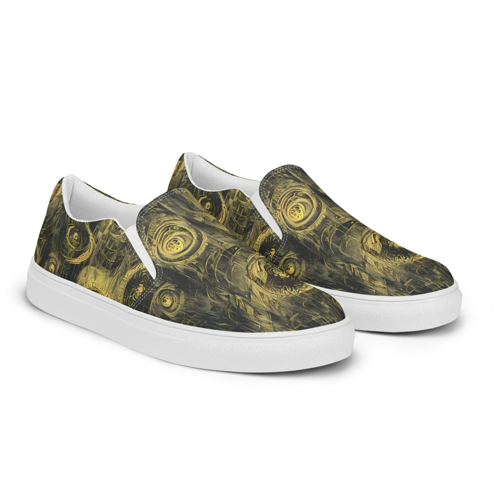Gilded Spiralwork on Women's Slip-On Canvas Shoes — Right Front