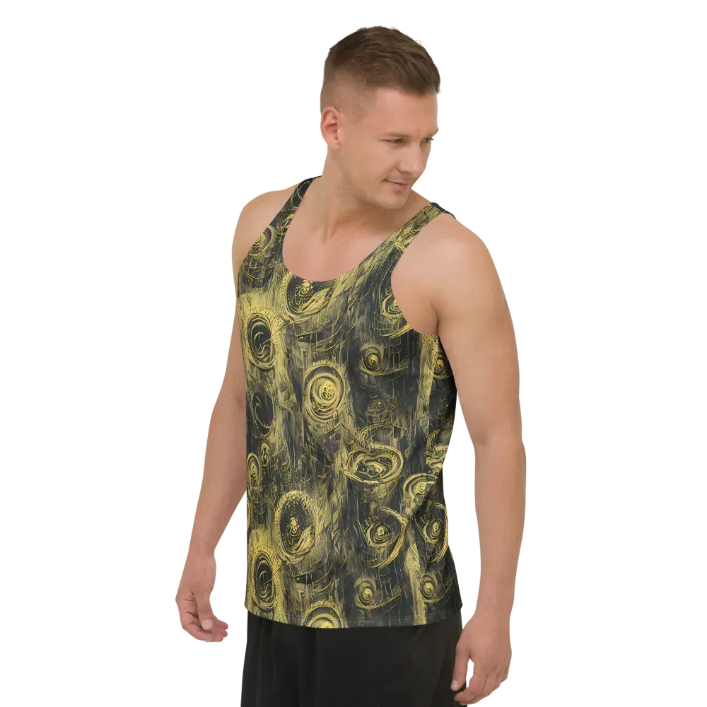 Gilded Spiralwork on Men's Tank Top — Left Front