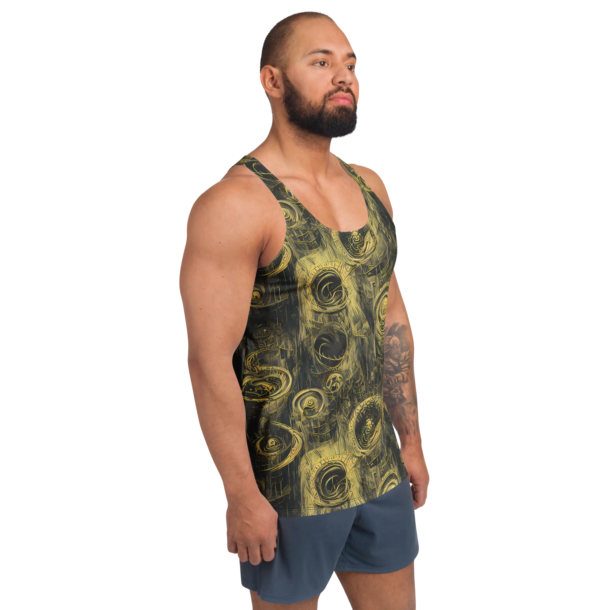 Gilded Spiralwork on Men's Tank Top — Right Front
