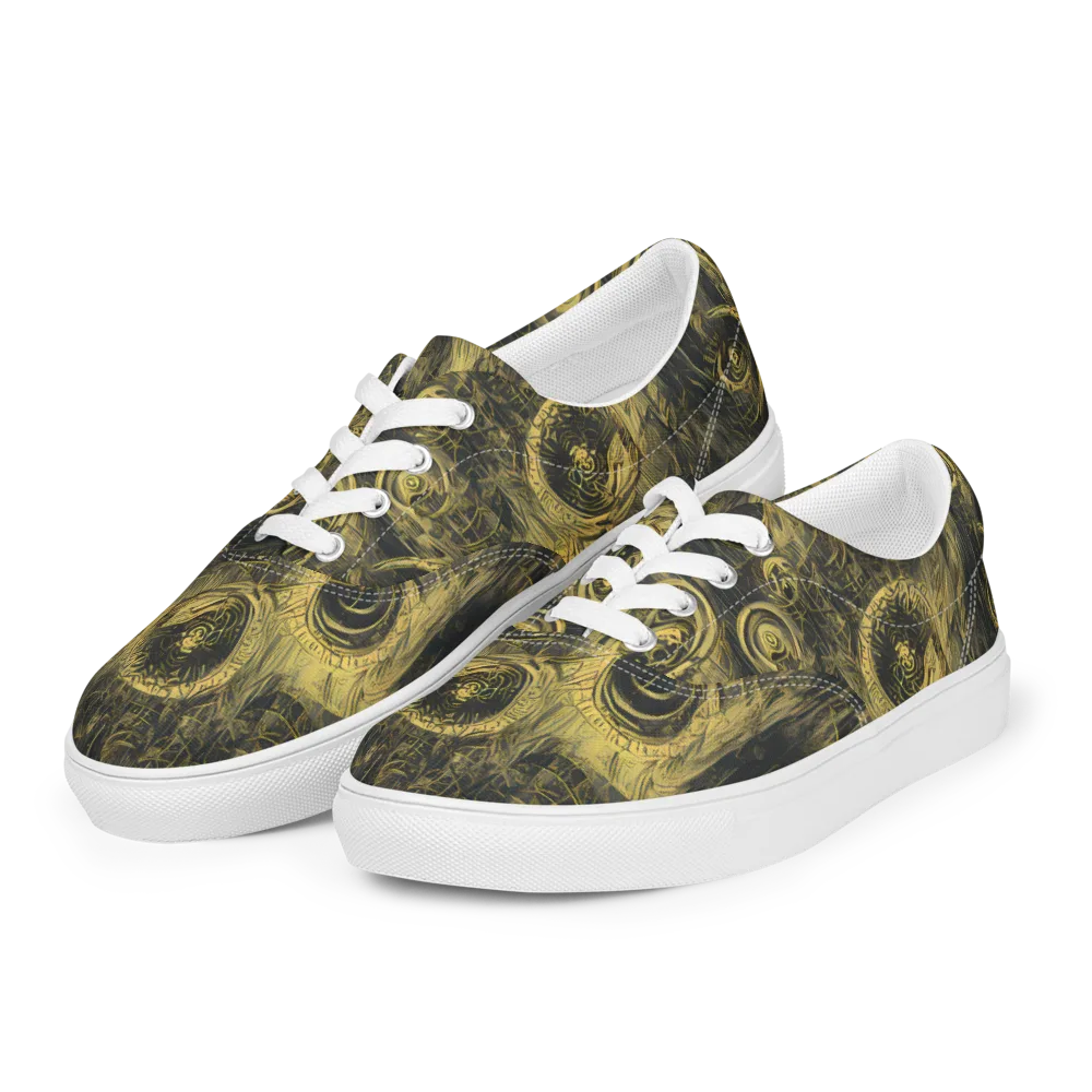 Gilded Spiralwork on Men's Lace-Up Canvas Shoes — Left Front