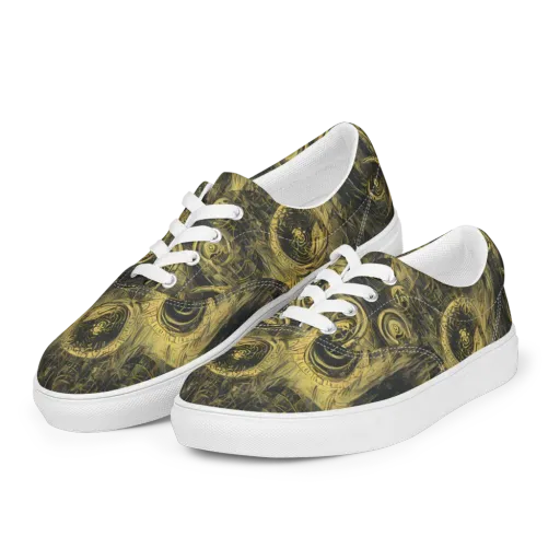 Gilded Spiralwork on a Men's Lace-Up Canvas Shoes