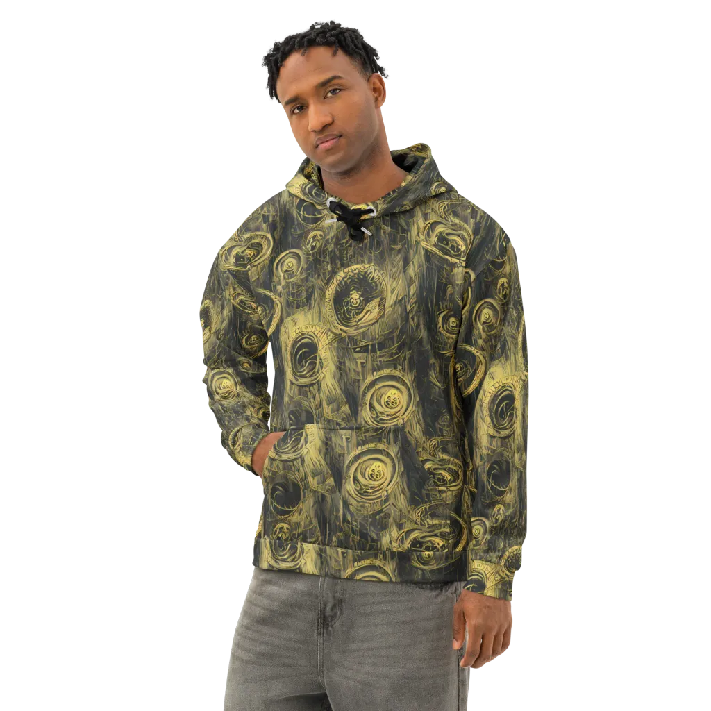 Gilded Spiralwork on Cotton Hoodie — Left Front