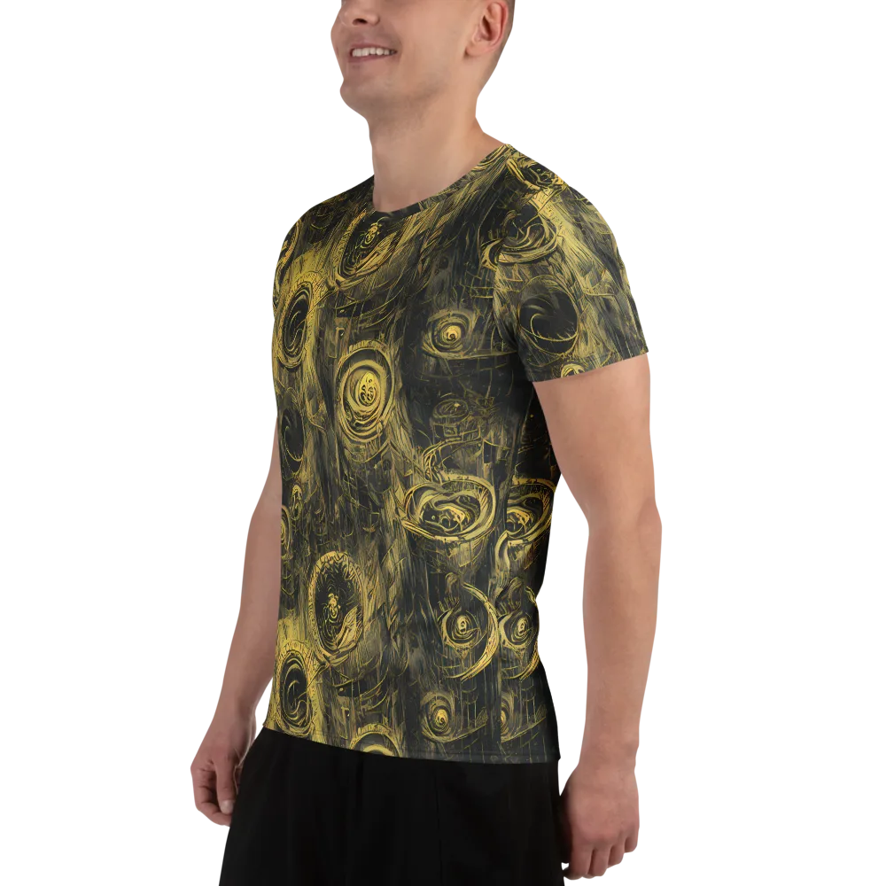 Gilded Spiralwork on Men's Athletic T-Shirt — Left